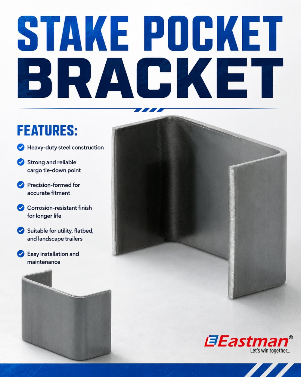 JRS Stack Pocket Bracket, heavy-duty steel, trailer side rail
